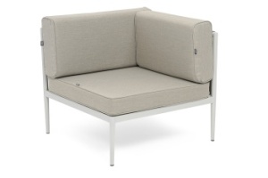 "Касабланка" угловой модуль плетеный из роупа, каркас алюминий светло-серый (RAL7035) муар, роуп серо-коричневый 23мм, ткань бежевая 15052цвет серо-коричневый