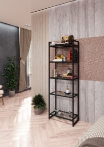 Стеллаж с полками PORTA ПС-1706Ч, 170 × 59 × 30 см, 5 полок — Стекло