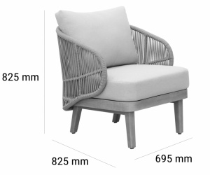 Кресло лаунж плетеное с подушками Mali натуральный