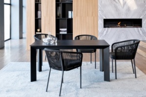 "Венето" обеденная группа на 4 персоны со стульями "Марсель", каркас темно-серый, роуп темно-серыйцвет Темно-серый