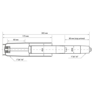 Газ-лифт BRABIX A-80 суперкороткий, черный, длина в открытом виде 305 мм., d50 мм., класс 2, 532000