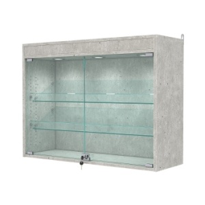 Витрина настенная с регулировочными полками №3-3АКГ-РЕГ с подсветкой, Метрополитан Грей