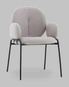 Стул с подлокотниками Моллек букле светло-серый