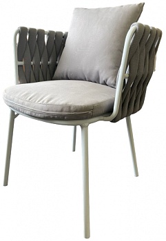 Кресло плетеное с подушкой Roma белый, светло-серый