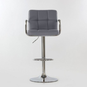 Барный стул Лагер с подлокотниками, серая кожа