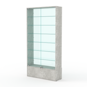 Витрина "АСТРА ПОДИУМ" №35 (с дверками, задняя стенка - стекло), Метрополитан Грей