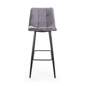 Стул барный Уно, бархат светло-серый 26 / чёрный конус