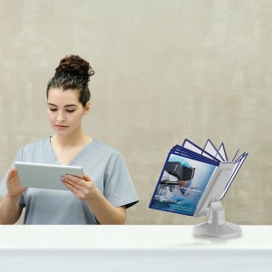 СЮИТА-01.А4Gr.Bu Демосистема настольная вращающаяся серая 10 синих панелей А4