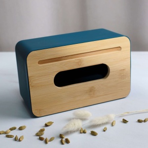 Салфетница BAIL, темно-синий+бамбук, 21*13*10см