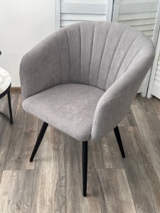 Стул РУНА (RUNA), 360 град. поворот. цвет B22 Серый, велюр / черный каркас