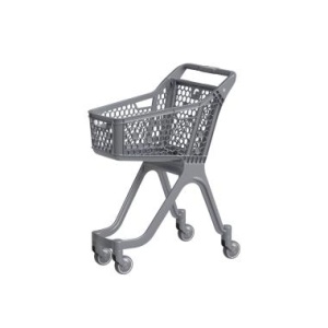 Пластиковая покупательская тележка VIBE, 60 литров, серая, задняя стенка серая