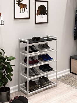 Обувница-этажерка CORRIDO-950BN белая с черной полкой