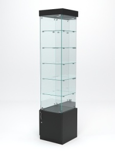 Витрина стеклянная "ИСТРА" №504 (с дверкой, задняя стенка - зеркало), Черный