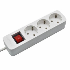 Удлинитель сетевой SONNEN PSW-303, 3 розетки c заземлением, выключатель 10 А, 3 м, белый, 513660