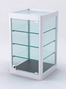 Витрина из профиля настольная "ВАЙБ" №6-3П-С-300 (задняя стенка Cтекло), Черный