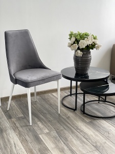 Стул НЕПАЛ (NEPAL-P) СЕРЫЙ #27, велюр/ белый каркас