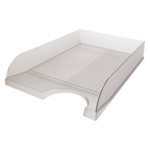 Лоток горизонтальный для бумаг BRAUBERG "Standard", 350х253х65 мм, тонированный серый, 238348