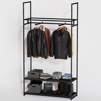 Стеллаж для одежды в стиле Лофт A22120-06-ЧЧ (220х120х45)