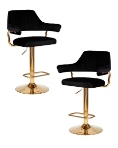 Набор 2 шт Стул барный DOBRIN CHARLY GOLD, черный велюр (MJ9-101)