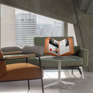 СЮИТА-01.А4Gr.Or Демосистема настольная вращающаяся серая 10 оранжевых панелей А4