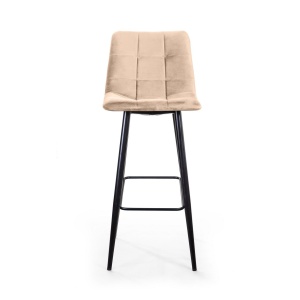 Стул барный Уно, бархат бежевый 5/ чёрный конус