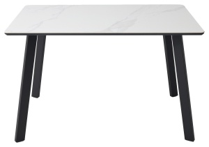 Стол ТИК ТАК 120 цвет Белый мрамор MATTE, керамика / Черный каркас