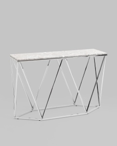 Консоль Авалон 122*41 серый мрамор сталь серебро