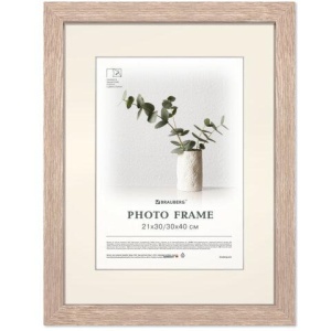 Рамка 30*40см с паспарту 21*30см небьющаяся, багет 26 мм, МДФ, BRAUBERG "Ambassador", цвет дуб, 391369