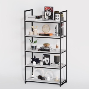 Стеллаж в стиле лофт A1790-20-ЧБ с полками лдсп