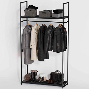 Стеллаж для одежды в стиле Лофт A22120-02-ЧЧ (220х120х45)