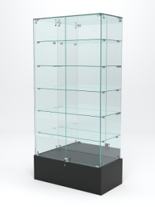 Витрина стеклянная "ИСТРА ПОДИУМ" №511 (с дверками, задняя стенка - зеркало), Черный