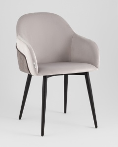Стул Новел New велюр светло-серый с темно-серой спинкой