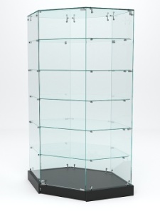 Витрина стеклянная "ИСТРА ХИТ ПРОДАЖ" №513 (с дверкой,  задняя стенка - стекло), Черный