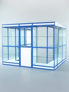 Павильон торговый из профиля пристенный №5в, Белый + Делфт голубой U525 ST9