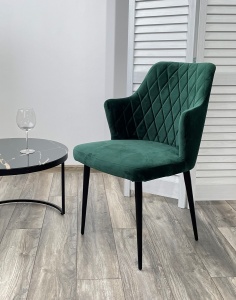 Стул ГЕРМАН (HERMAN) ЗЕЛЕНЫЙ #19, велюр / черный каркас
