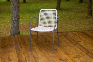 "Тунис" стул плетеный из роупа, каркас алюминий белый, роуп светло-серыйцвет светло-серый