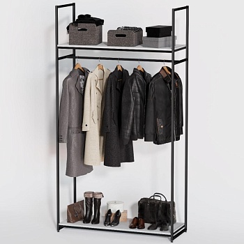 Стеллаж для одежды в стиле Лофт A22120-02-ЧБ (220х120х45)