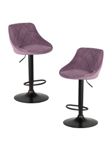 Набор 2 шт Стул барный DOBRIN LOGAN BLACK, пудрово-сиреневый велюр (MJ9-52)