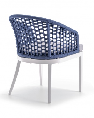 Кресло плетеное с подушкой Kos белый, синий, светло-серый