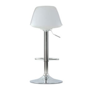 Барный стул Амора, белый пластик, белая кожа