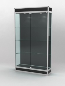 Витрина "ПРОФИЛЬ ПОДИУМ" №1-300-1 (задняя стенка - ДВП), Черный