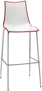 Стул барный пластиковый Zebra Bicolore хром, белый, красный