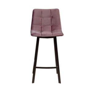 Стул полубарный UNO, бархат пудровый / чёрный профиль