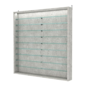 Витрина настенная с регулировочными полками №4-7ГУ-РЕГ с подсветкой, Метрополитан Грей