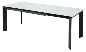Стол КРЕМОНА (CREMONA) 160 цвет KL-99 Белый мрамор матовый, итальянская керамика / ЧЕРНЫЙ, ®DISAUR