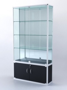 Витрина "ПРЯМОУГОЛЬНАЯ" №2-300-3 (задняя стенка - зеркало), Черный