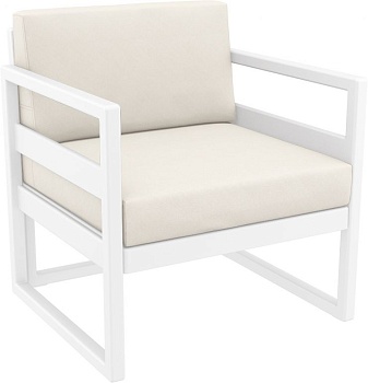 Кресло пластиковое с подушками Mykonos белый, бежевый