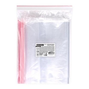 Пакеты ZIP LOCK "зиплок" ПРОЧНЫЕ, комплект 100 шт., 25х35 cм, ПВД, 60 мкм., BRAUBERG EXTRA, 608175