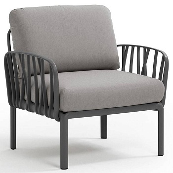 Кресло пластиковое с подушками Komodo Poltrona антрацит, серый