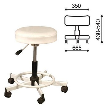 Кресло РС12, без спинки, без подлокотников, кожзам, белое, РС01.00.12 б/сп